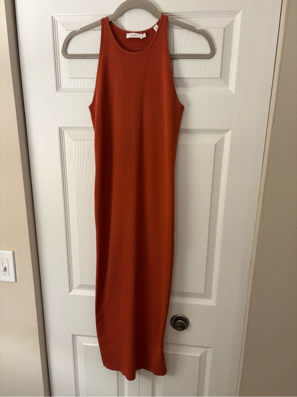 A.L.C. Marc Rib Knit Racerback Midi Dress - Rust XS - Picture 3 of 4